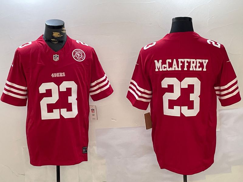 Men San Francisco 49ers #23 Mccaffrey Red Three generations 2024 Nike Vapor Limited NFL Jersey style 6->san francisco 49ers->NFL Jersey